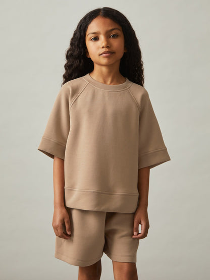 Reiss 3-9 yrs Modal-Blend Sweatshirt And Shorts Set in Mink
