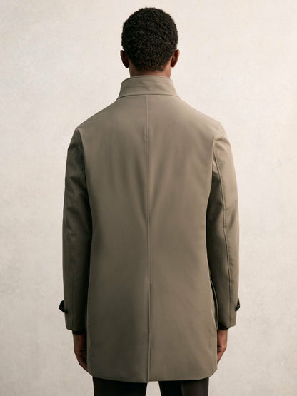 Reiss Hybrid Removable-Gilet Overcoat in Mushroom Brown