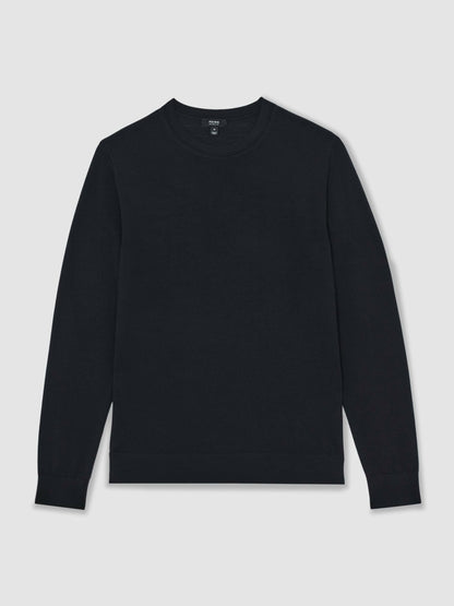 Reiss Merino Wool Crew Neck Jumper in Midnight Navy