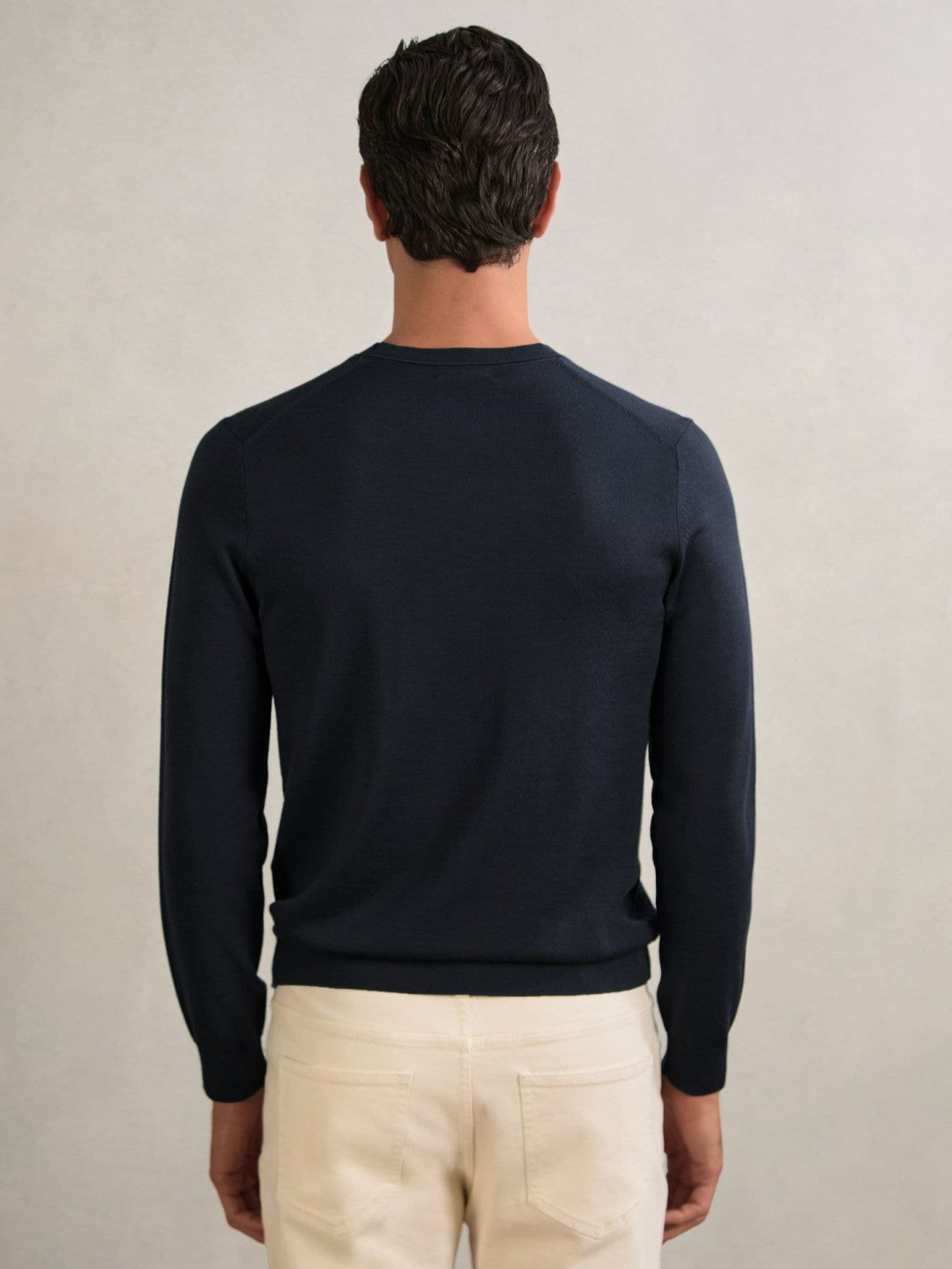 Reiss Merino Wool Crew Neck Jumper in Midnight Navy