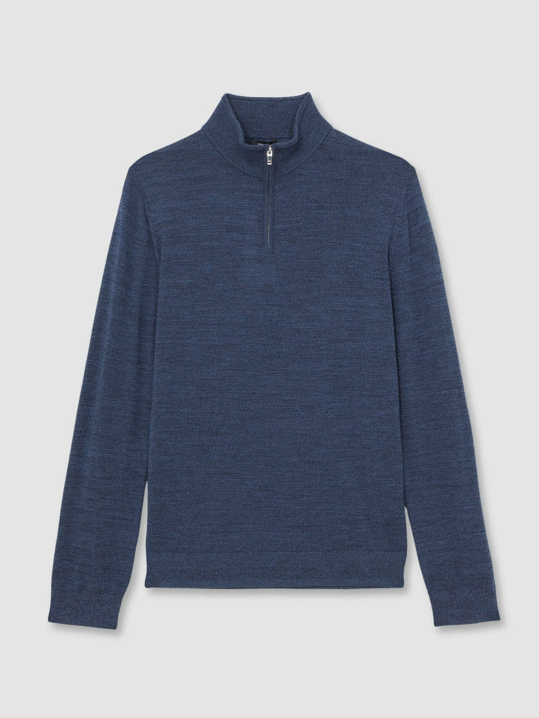Reiss Merino Wool Half-Zip Jumper in Denim Jaspe