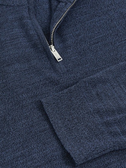 Reiss Merino Wool Half-Zip Jumper in Denim Jaspe