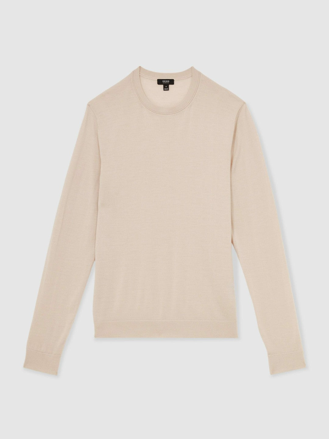 Reiss Merino-Wool Crew-Neck Jumper in Beige