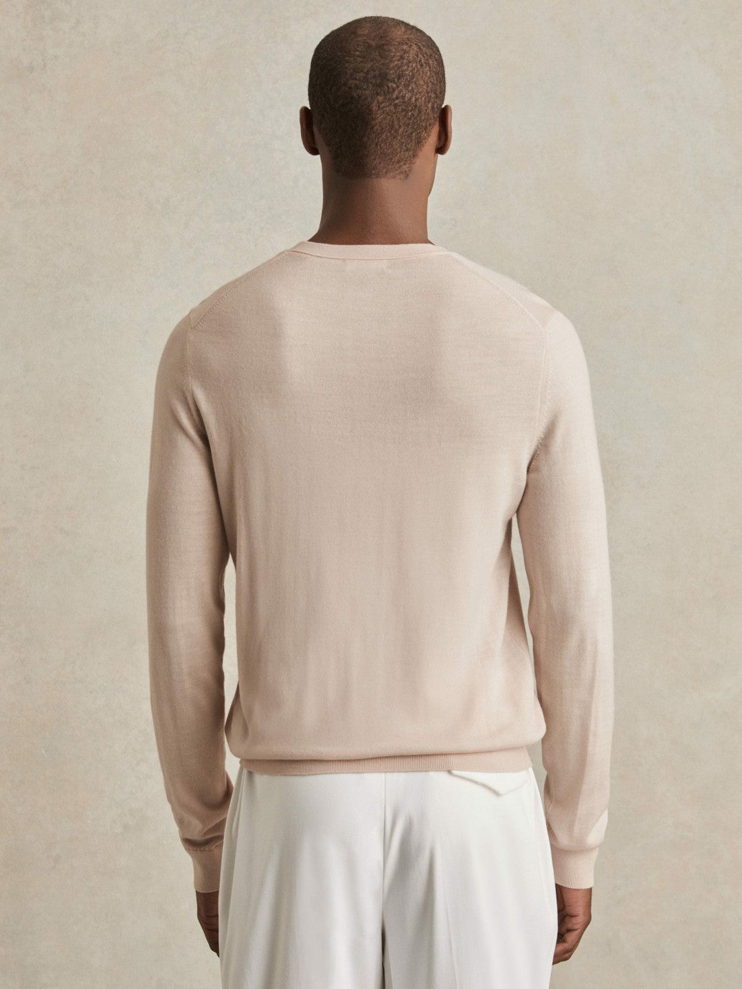 Reiss Merino-Wool Crew-Neck Jumper in Beige