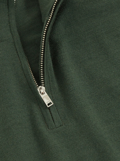 Reiss Merino Wool Half-Zip Jumper in Kale Green