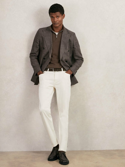 Reiss Merino Wool Half-Zip Jumper in Chocolate Brown