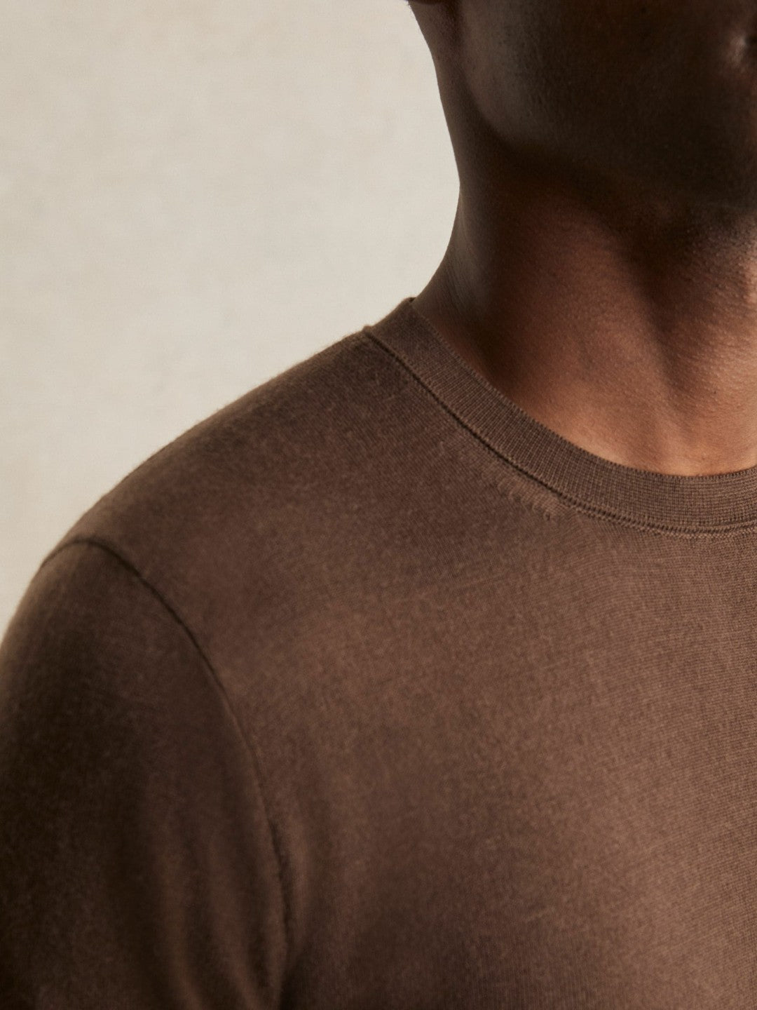 Reiss Merino-Wool Crew-Neck Jumper in Chocolate Brown
