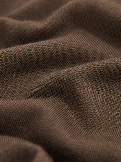 Reiss Merino-Wool Crew-Neck Jumper in Chocolate Brown