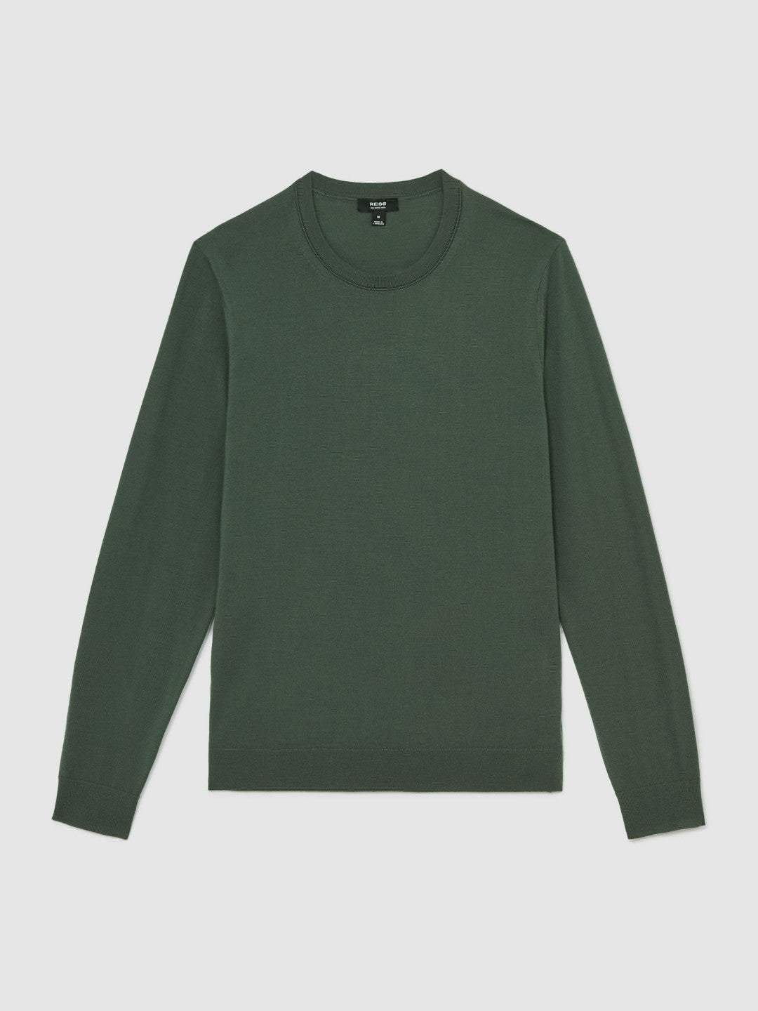 Reiss Merino-Wool Crew-Neck Jumper in Kale Green