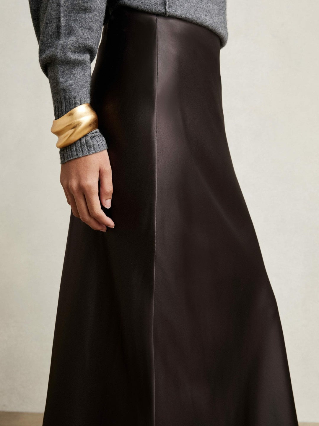 Reiss Silk Slip Maxi Skirt in Mauve