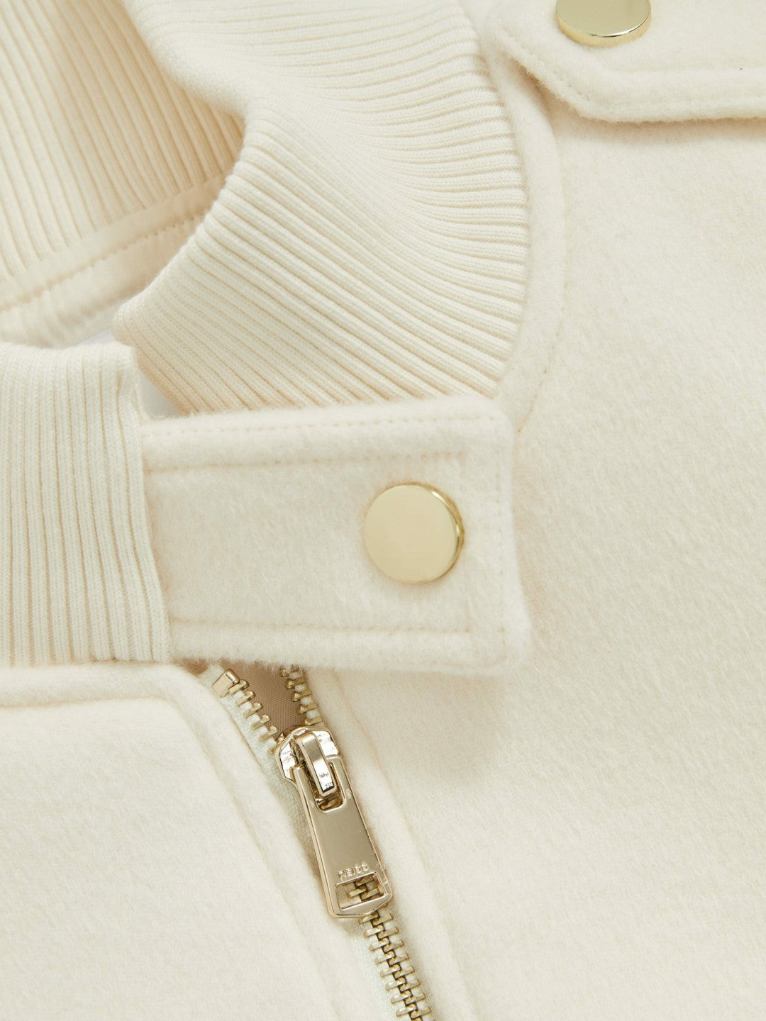 Reiss Brushed Wool Epaulette Bomber Jacket in Cream