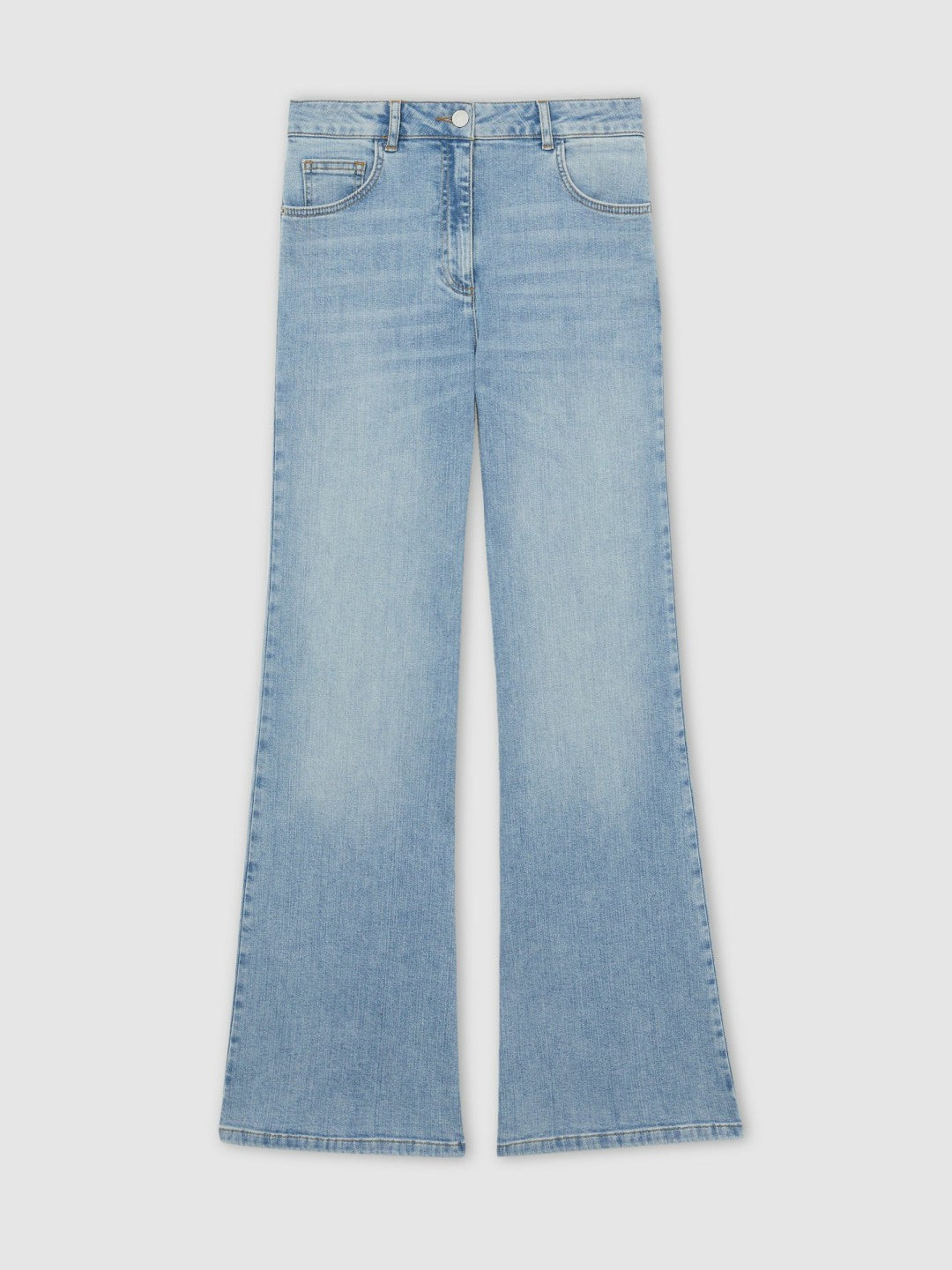 Reiss Petite Mid-Rise Flared Jeans in Light Blue