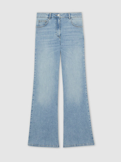 Reiss Petite Mid-Rise Flared Jeans in Light Blue