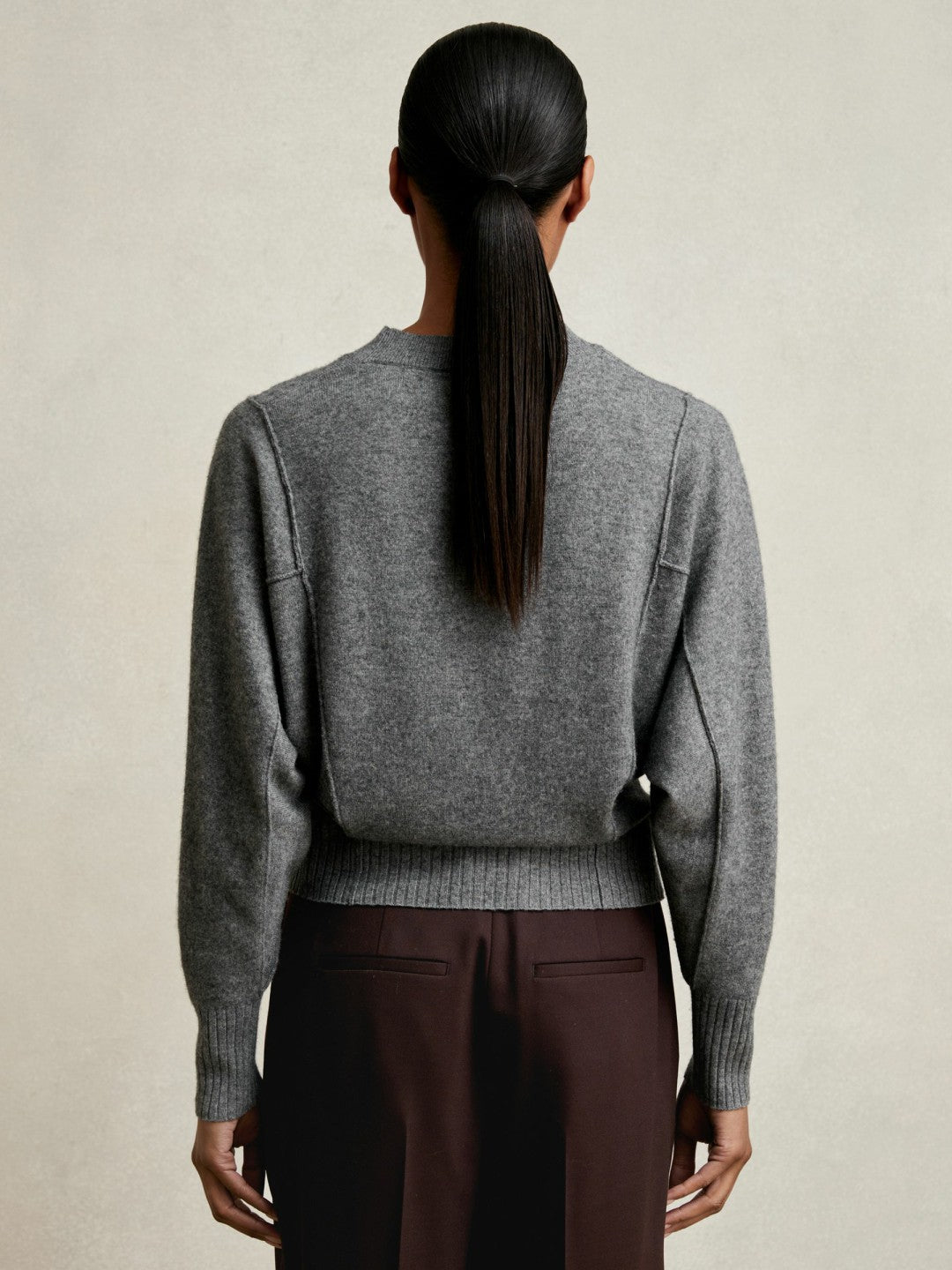 Reiss Wool-Blend Reverse-Seam Batwing Jumper With Cashmere in Charcoal