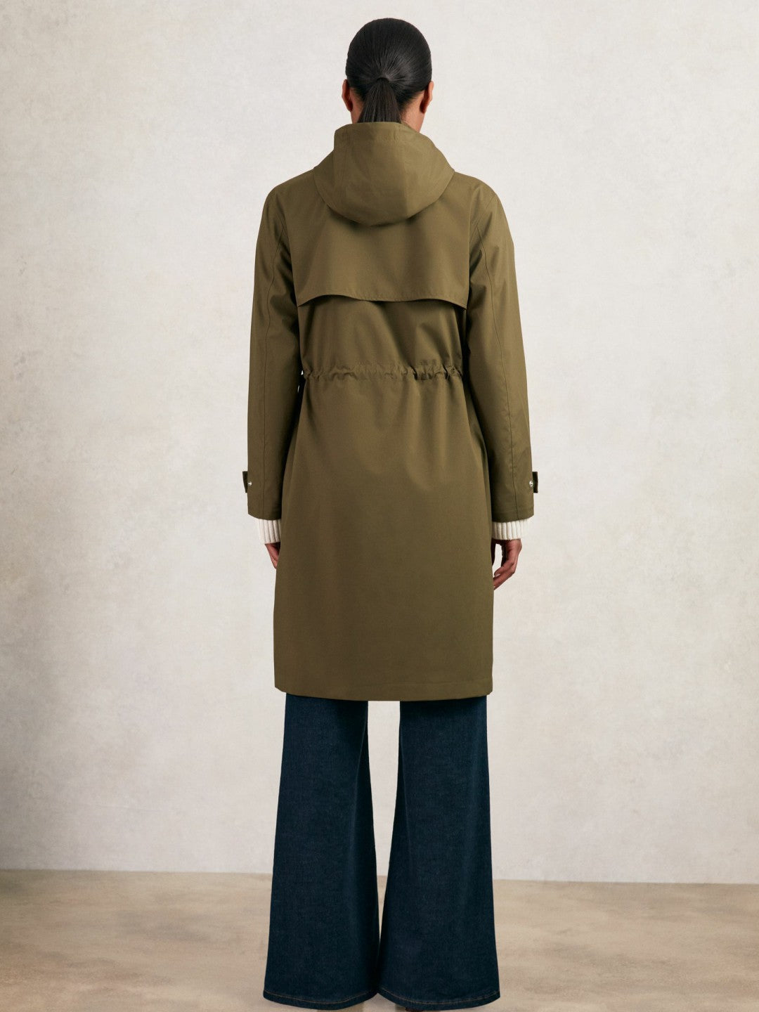 Reiss Removable-Hood Parka Rain Coat in Khaki