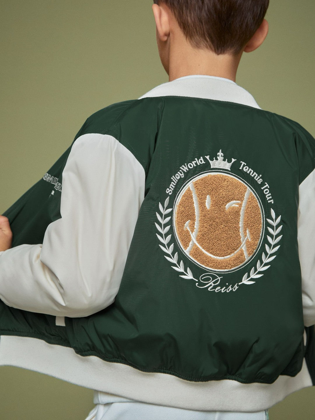 Reiss 13-14 yrs SmileyWorld Bomber Jacket in Dark Green