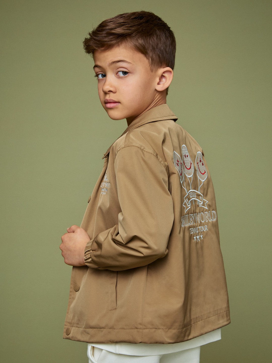 Reiss 9-13 yrs SmileyWorld Harrington Jacket in Stone