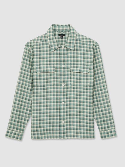 Reiss Woven Check Twin Pocket Overshirt in Green Multi