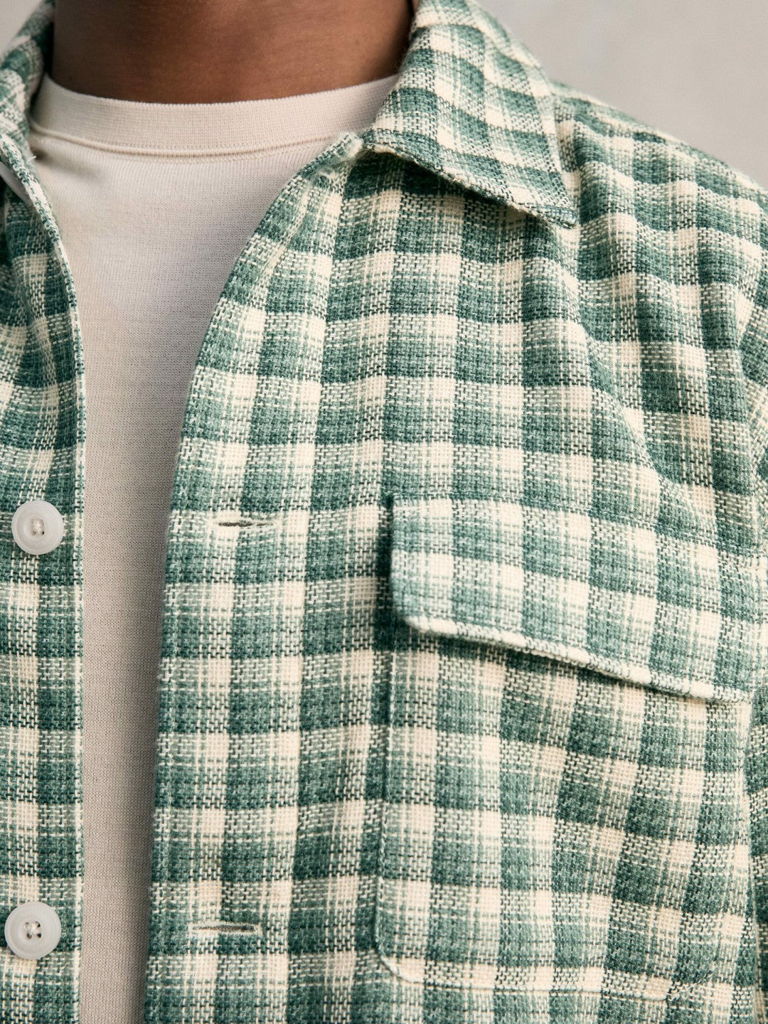 Reiss Woven Check Twin Pocket Overshirt in Green Multi