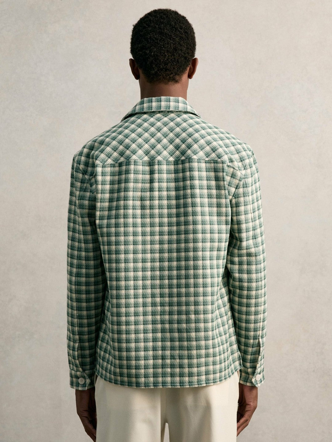 Reiss Woven Check Twin Pocket Overshirt in Green Multi