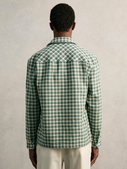 Reiss Woven Check Twin Pocket Overshirt in Green Multi