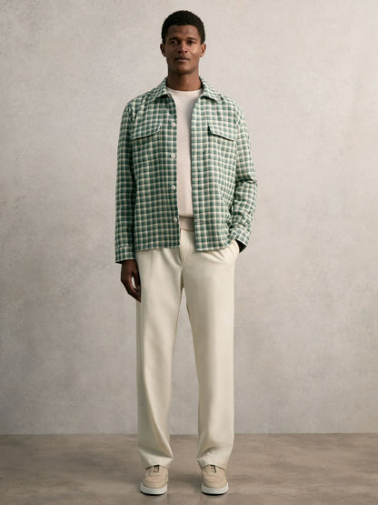 Reiss Woven Check Twin Pocket Overshirt in Green Multi