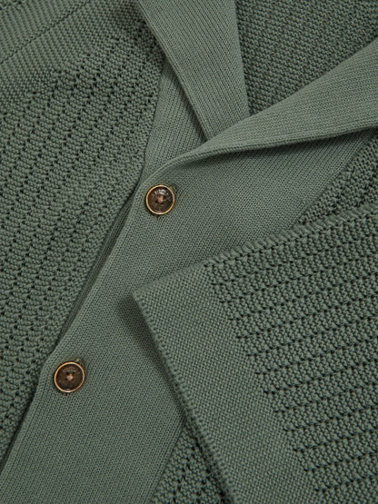 Reiss Cotton Textured-Knit Cuban-Collar Shirt in Pine Green