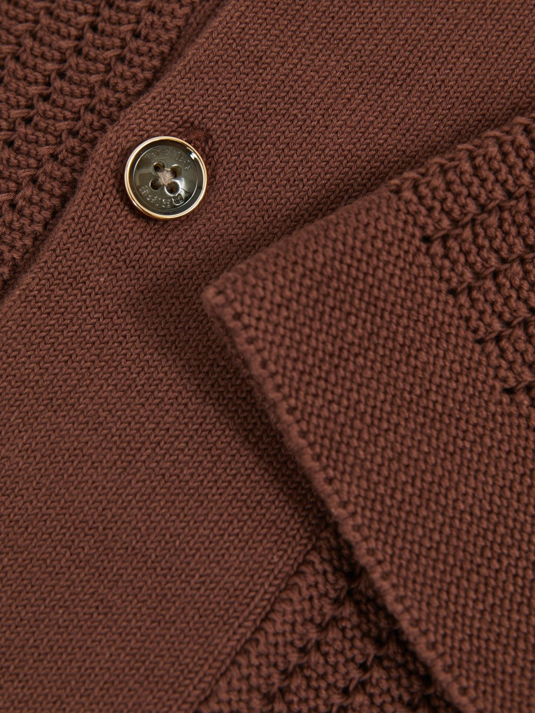 Reiss Cotton Textured-Knit Cuban-Collar Shirt in Tobacco Brown