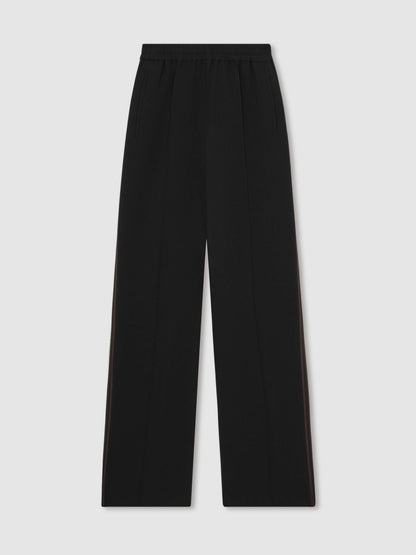 Reiss Petite Side-Stripe Wide-Leg Trousers in Black