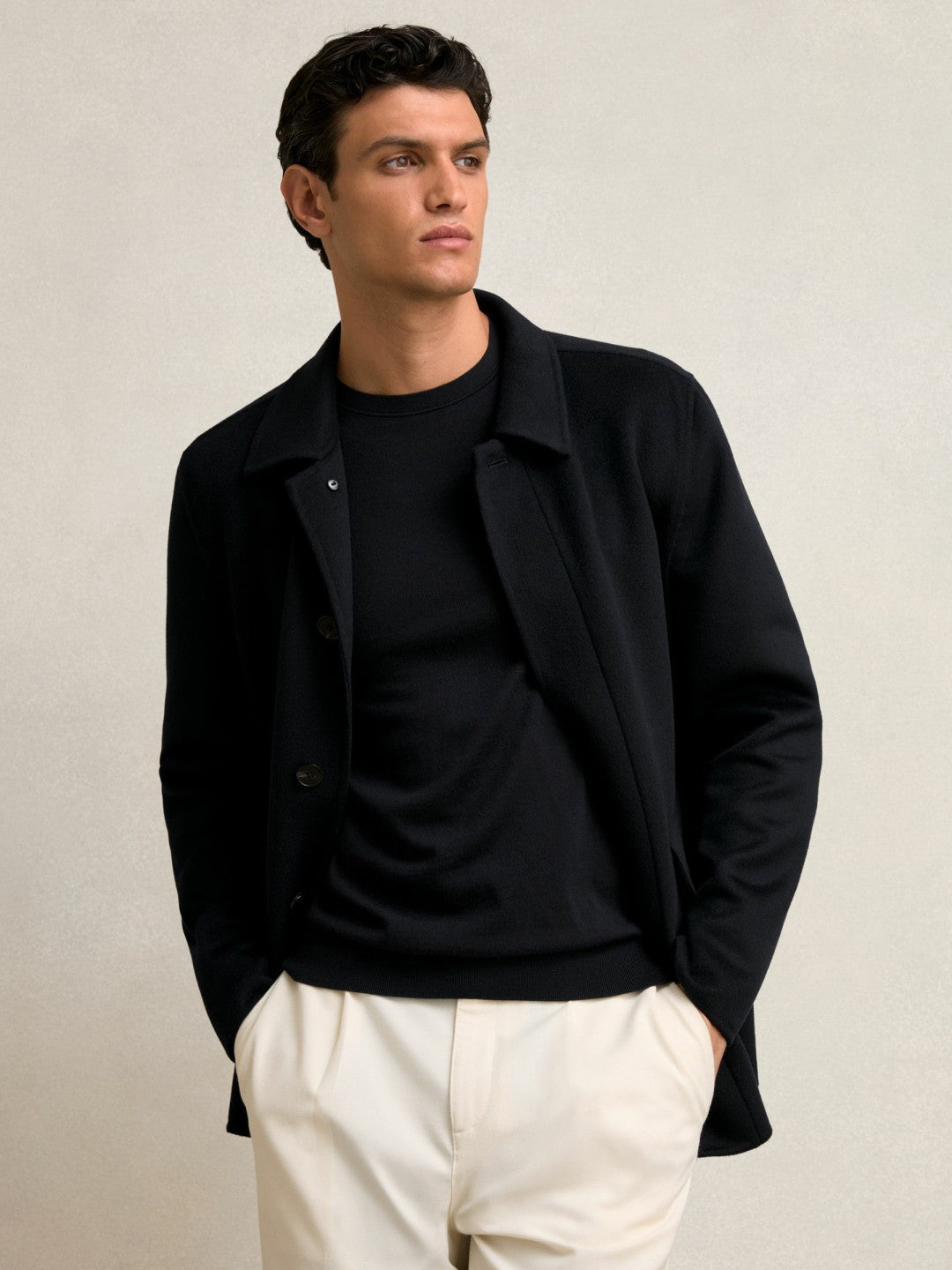 Reiss Wool Blend Double Face Button Jacket in Navy