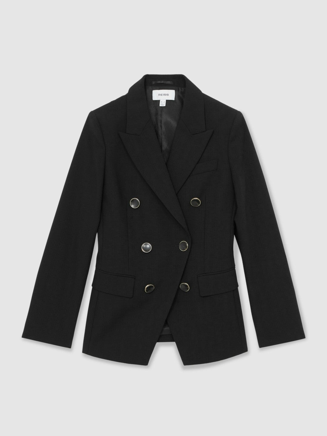 Reiss Petite Wool-Blend Double-Breasted Blazer in Black