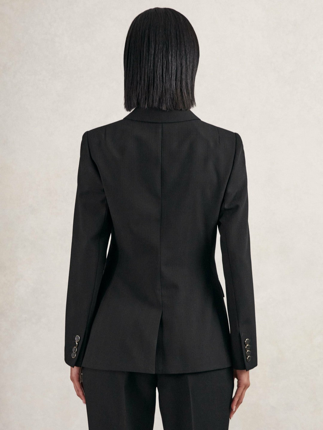 Reiss Petite Wool-Blend Double-Breasted Blazer in Black