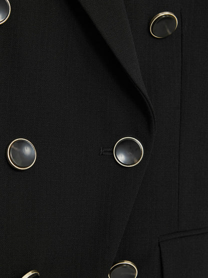 Reiss Petite Wool-Blend Double-Breasted Blazer in Black