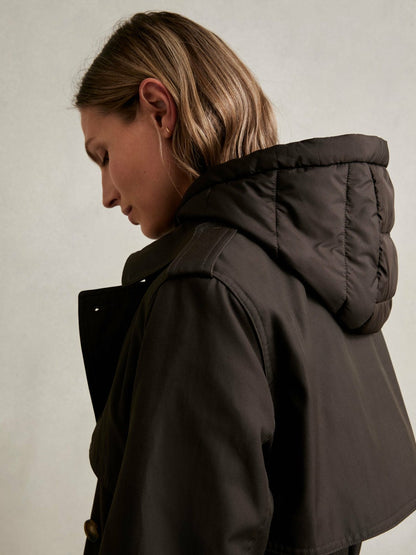 Reiss Hooded Insert Trench Coat in Chocolate Brown