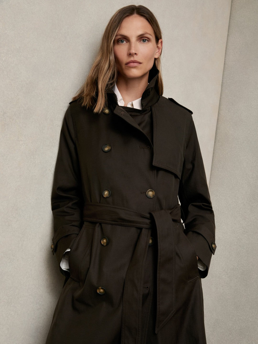 Reiss Hooded Insert Trench Coat in Chocolate Brown
