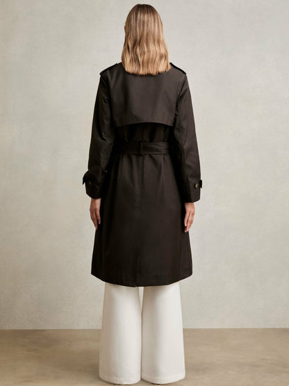 Reiss Hooded Insert Trench Coat in Chocolate Brown