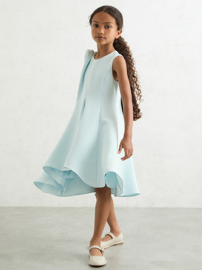 Reiss 13-14 yrs Flower-Detail Fit-And-Flare Dress in Blue