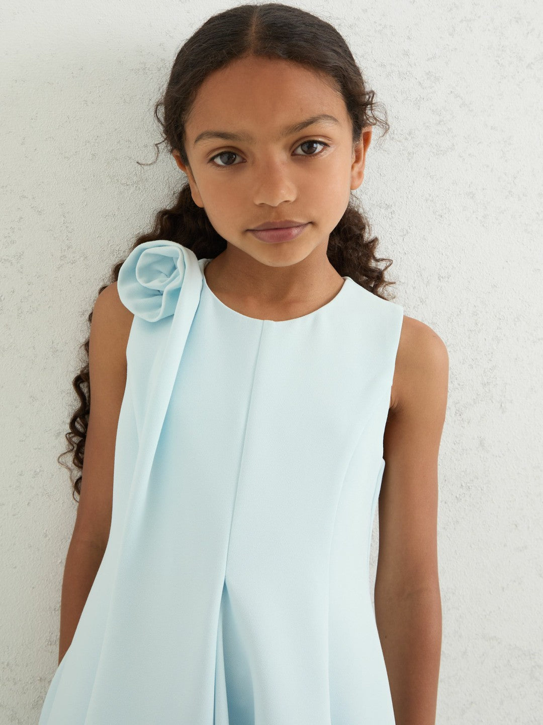 Reiss 13-14 yrs Flower-Detail Fit-And-Flare Dress in Blue