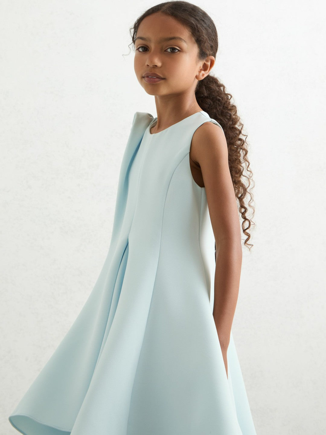 Reiss 13-14 yrs Flower-Detail Fit-And-Flare Dress in Blue