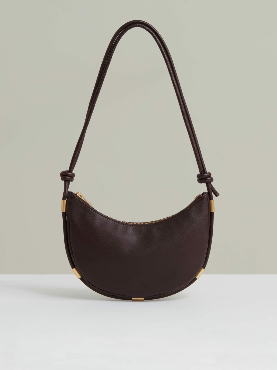 Reiss Leather Rope Strap Shoulder Bag in Oxblood