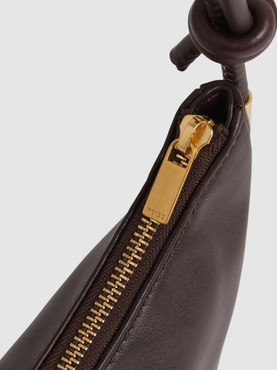 Reiss Leather Rope Strap Shoulder Bag in Oxblood