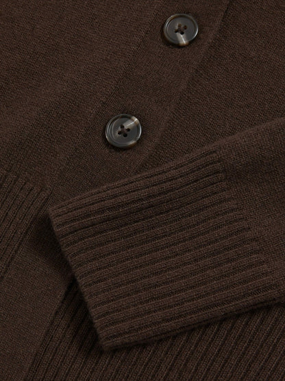 Reiss 4-9 yrs Wool-Blend Fitted Cardigan With Cashmere in Brown