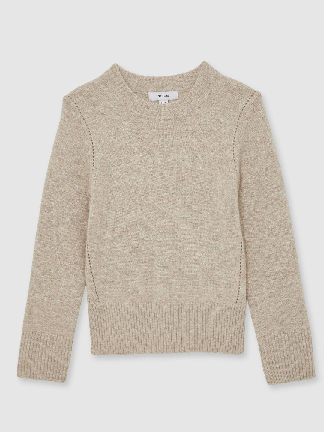 Reiss 13-14 yrs Wool-Blend Open-Stitch Jumper with Cashmere in Oatmeal