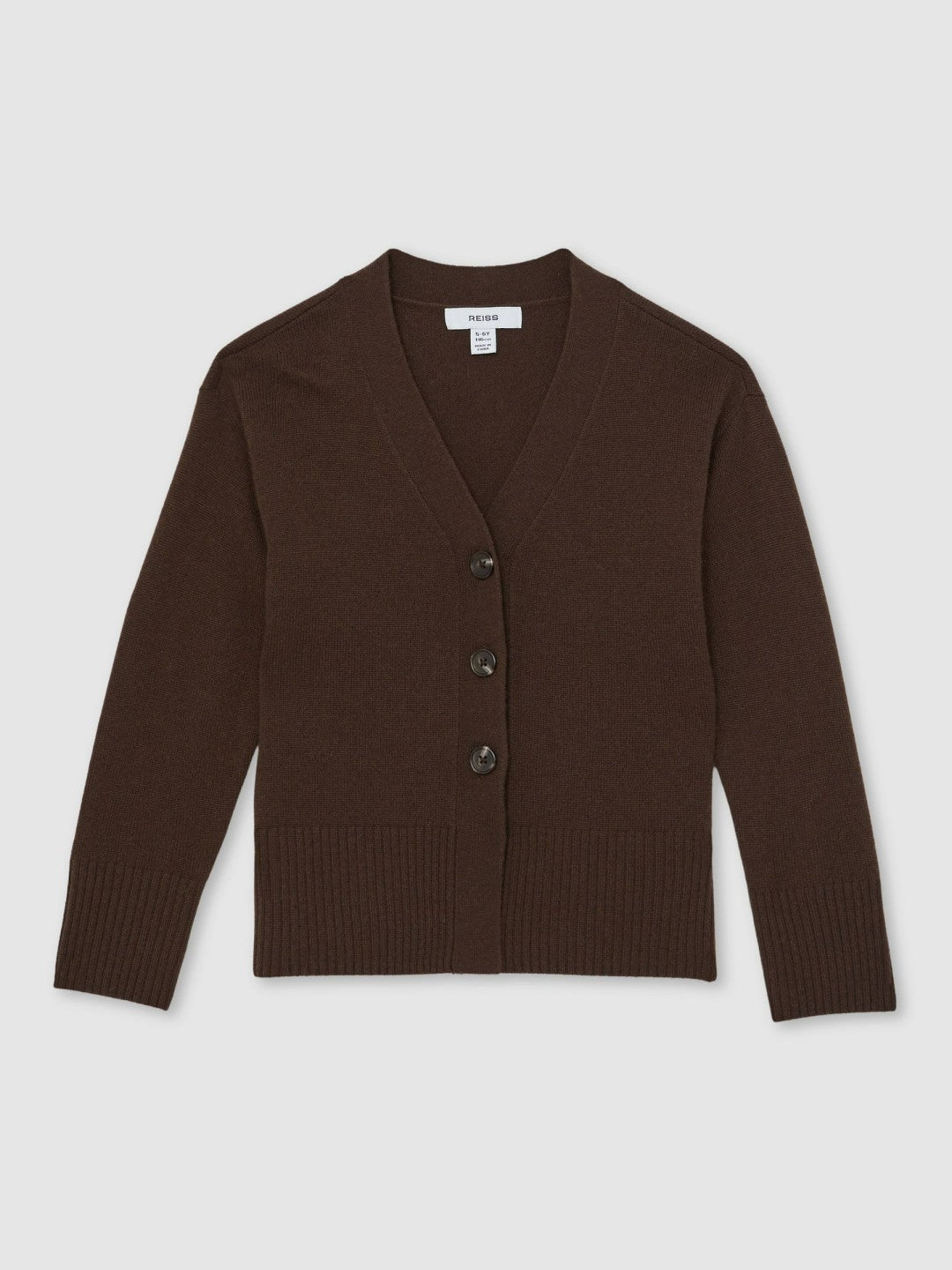 Reiss 9-13 yrs Wool-Blend Fitted Cardigan With Cashmere in Brown