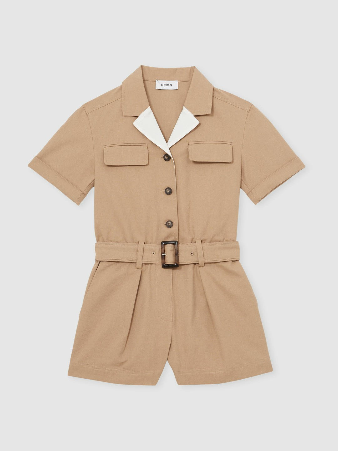 Reiss 3-9 yrs Cotton-Lyocell Utility Playsuit in Camel