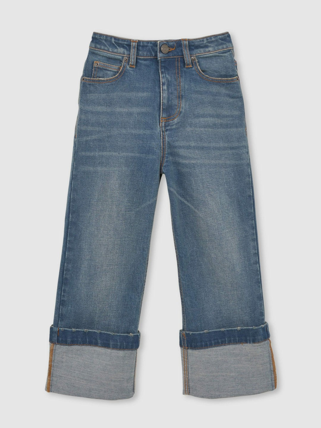Reiss 3-9 yrs Straight-Leg Turn-Up Jeans in Blue