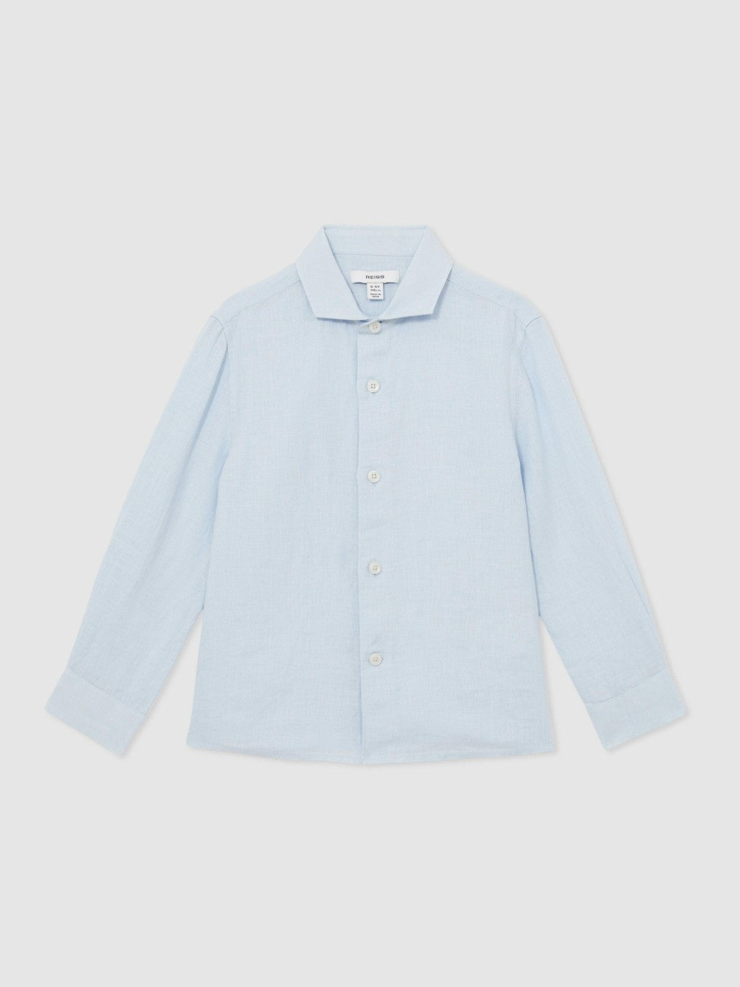 Reiss 3-9 yrs Linen Cutaway Collar Shirt in Pale Blue