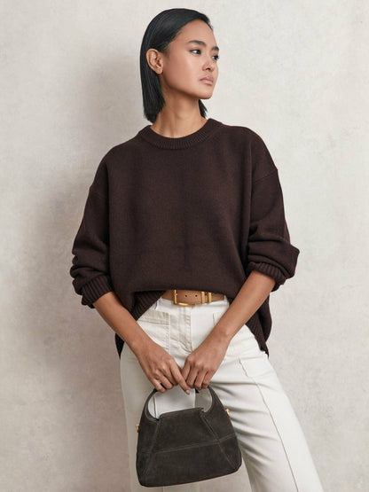Reiss Wool-Cashmere Crew-Neck Jumper in Plum