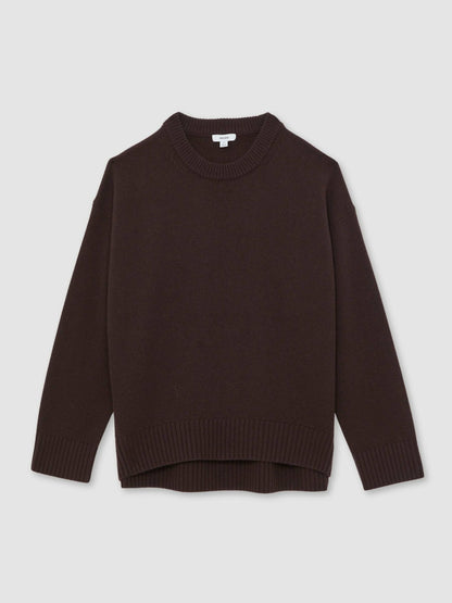 Reiss Wool-Cashmere Crew-Neck Jumper in Plum