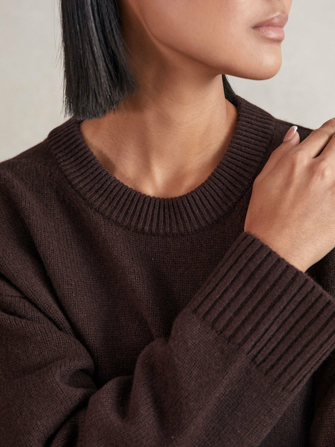 Reiss Wool-Cashmere Crew-Neck Jumper in Plum